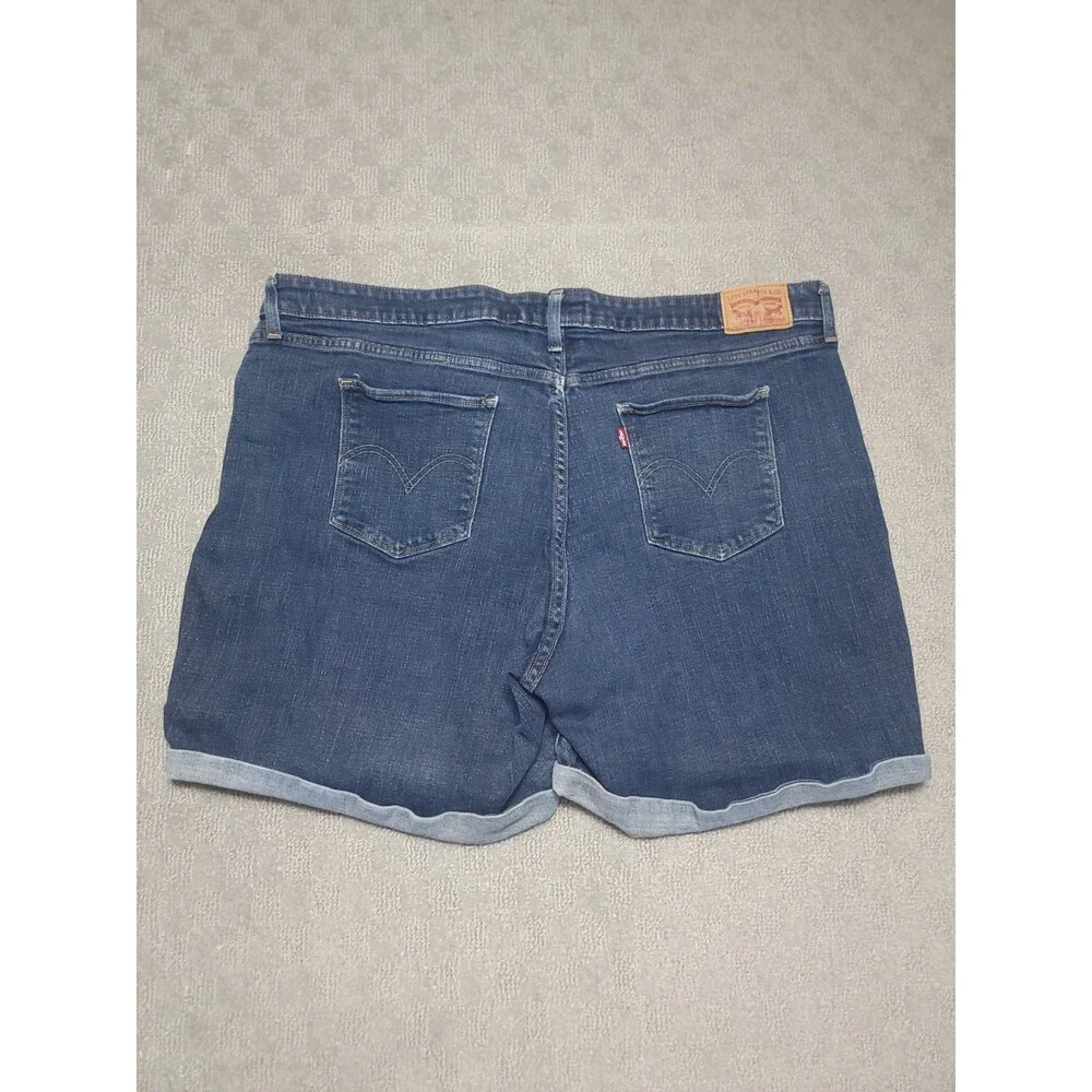 Levis Classic Jean Shorts Womens 24W Stretch Blue Denim Cuffed Hem